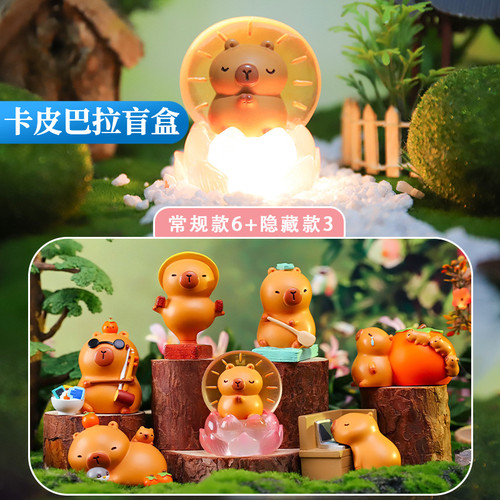 正版卡皮巴拉的打工周盲盒摆件Capybara水豚网红手办桌面生日礼物