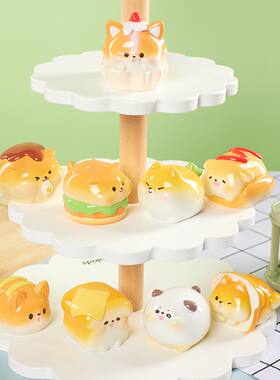 正版面包小狗盲盒摆件卡通甜品汉堡狗创意可爱美食手办送生日礼物