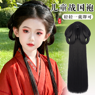 儿童古风假发战国袍一体式懒人发髻古装盘发垫发包汉服女童头饰