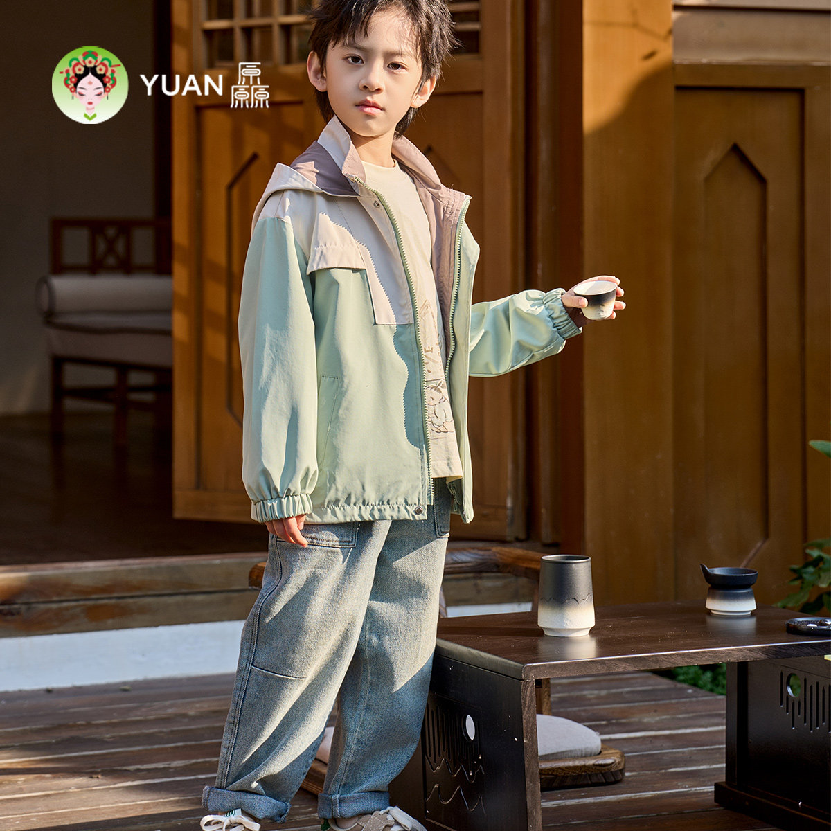 厵YUAN儿童裤子痞帅男孩春装男童牛仔裤长裤童直筒裤潮简约牛仔裤