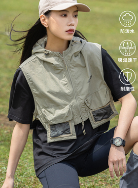 EFTC 2025夏季户外登山纯色连帽透气马甲 中性防泼水机能透气上衣