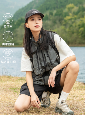 EFTC 夏季工装多袋机能防泼水户外立领马甲男坎肩无袖双拉链外套