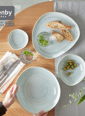 【新年新品】denby丹碧进口窑迹青绿陶瓷盘子家用碗餐盘平盘餐具