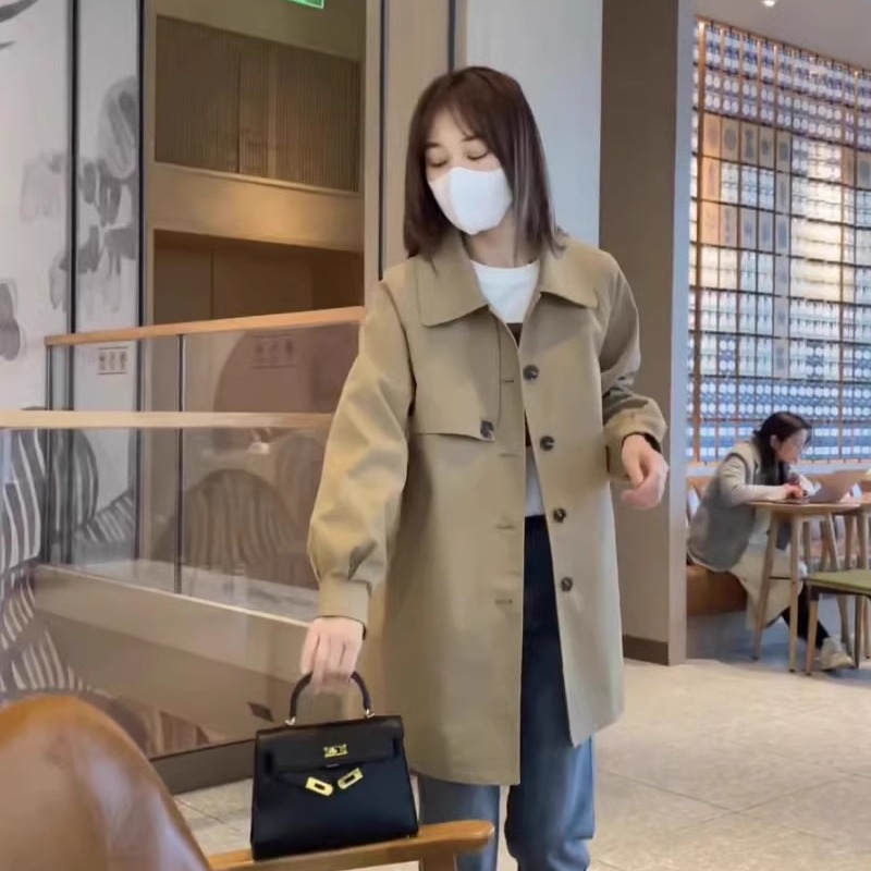 休闲气质风衣外套女2025春秋季新款韩版宽松显瘦小个子中长款大衣