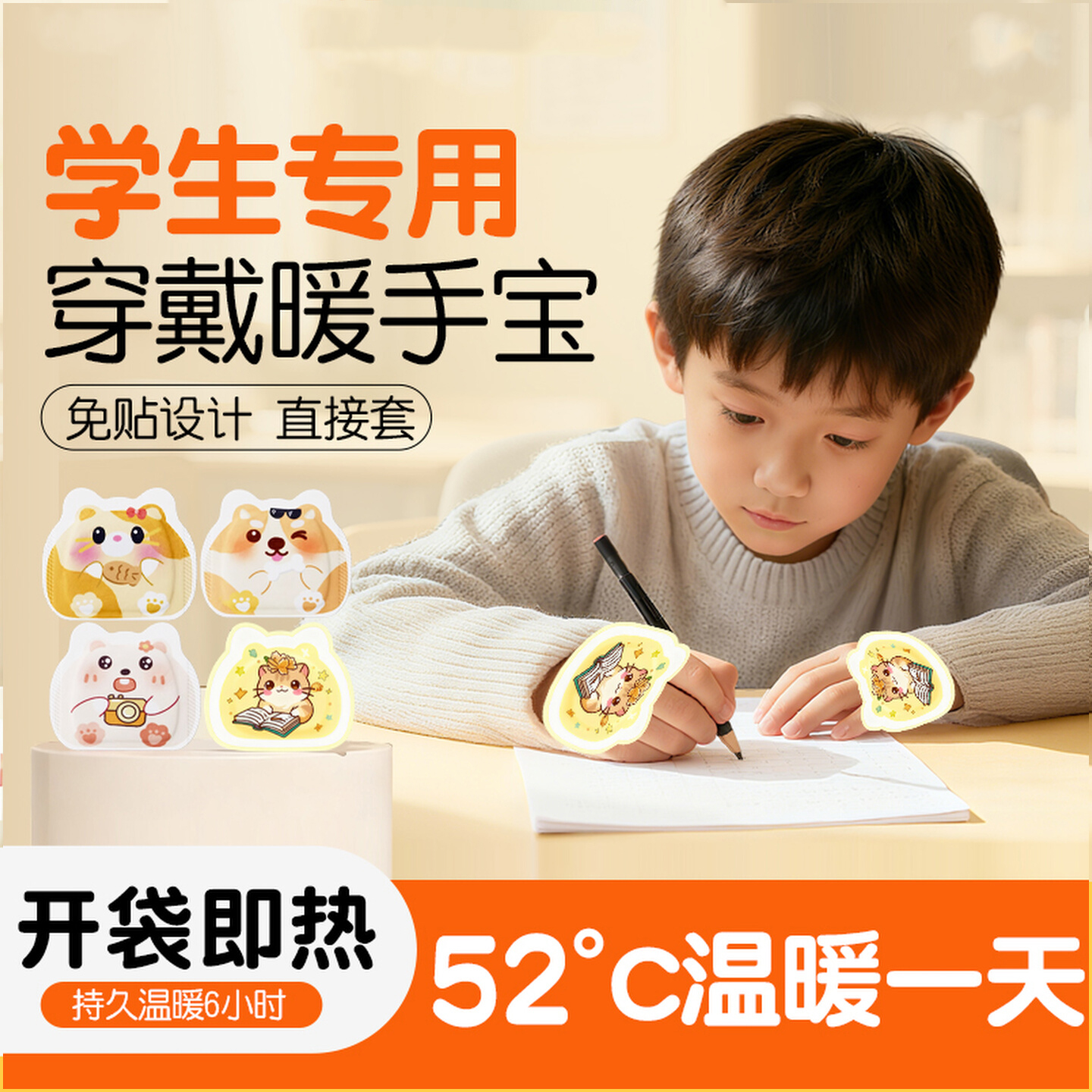 德国暖手贴自发热手握暖宝宝穿戴式暖手宝学生专用神器一次性便携