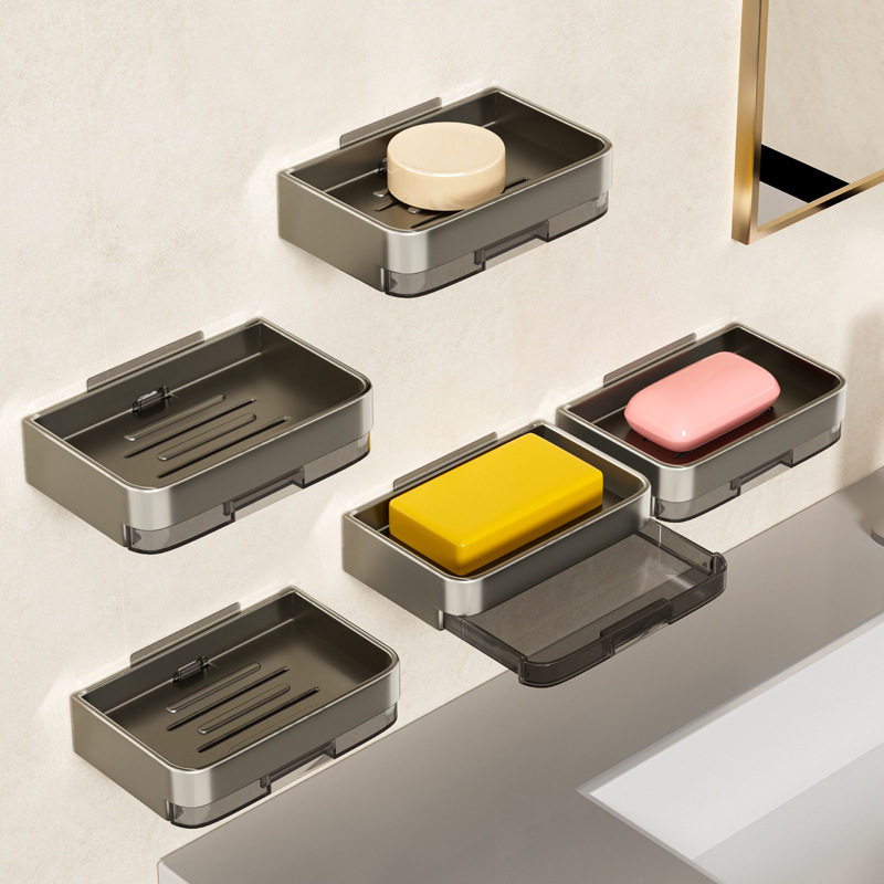 肥皂盒壁挂式卫生间免打孔双层置物架盒香皂浴室家用墙上沥水肥皂,家庭/个人清洁工具,皂盒,淘宝优惠券,粉丝福利购,淘宝优惠卷