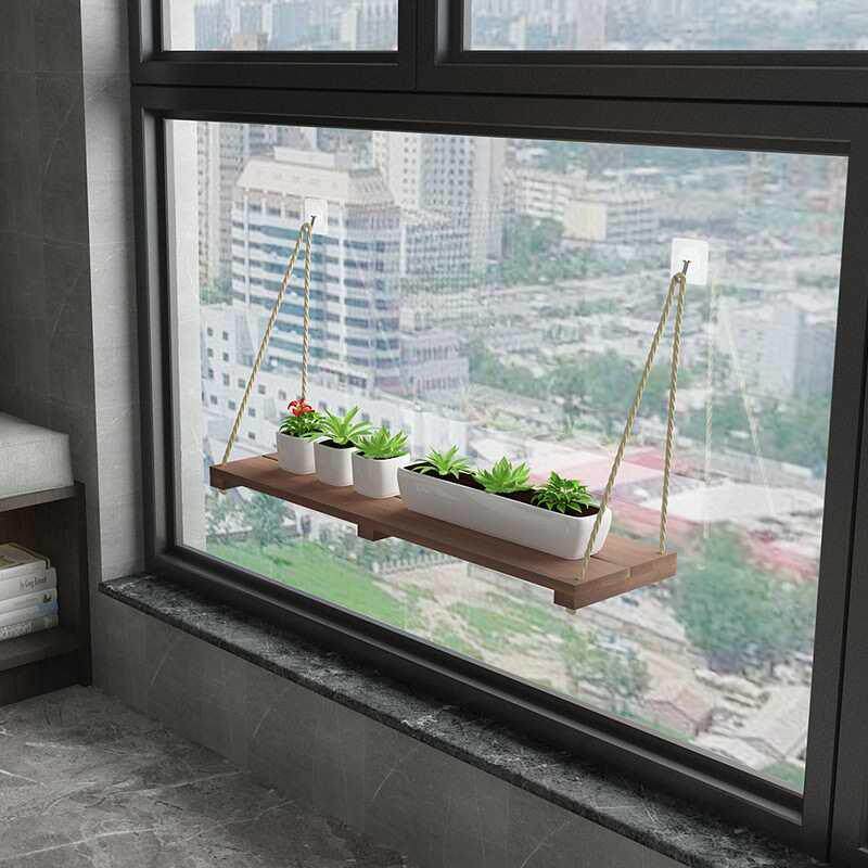 实木阳台栏杆墙面壁挂式原木悬挂客厅庭院园装饰飘窗多肉花架