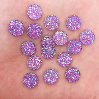 极速10a0pcs AB Resin Bling Convex Surface Ore 10mm Round Fla