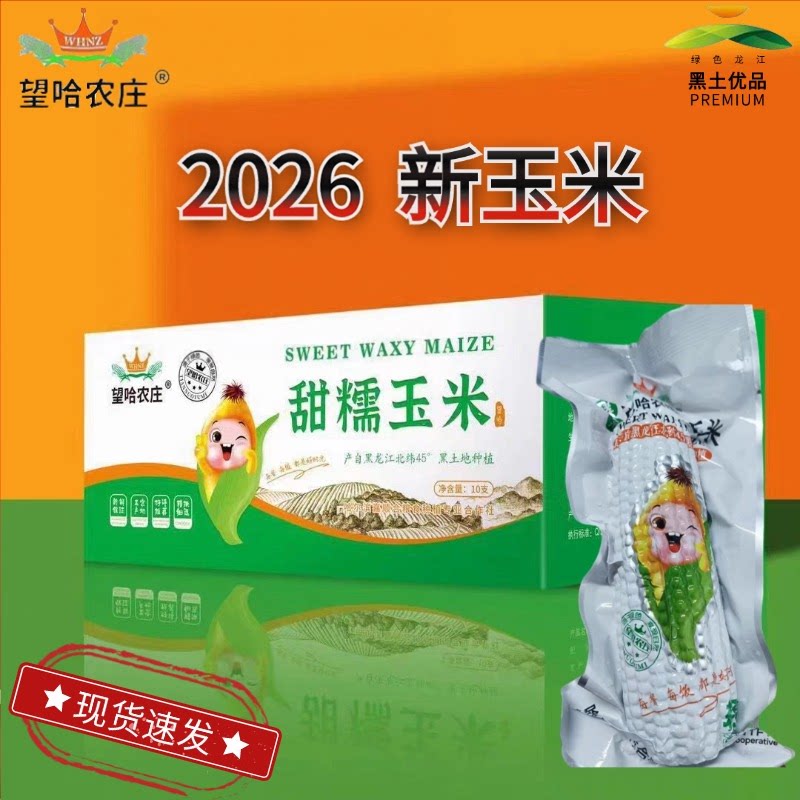 望哈农庄甜糯玉米2026东北新鲜采摘零0添加营养代餐每箱10棒每棒