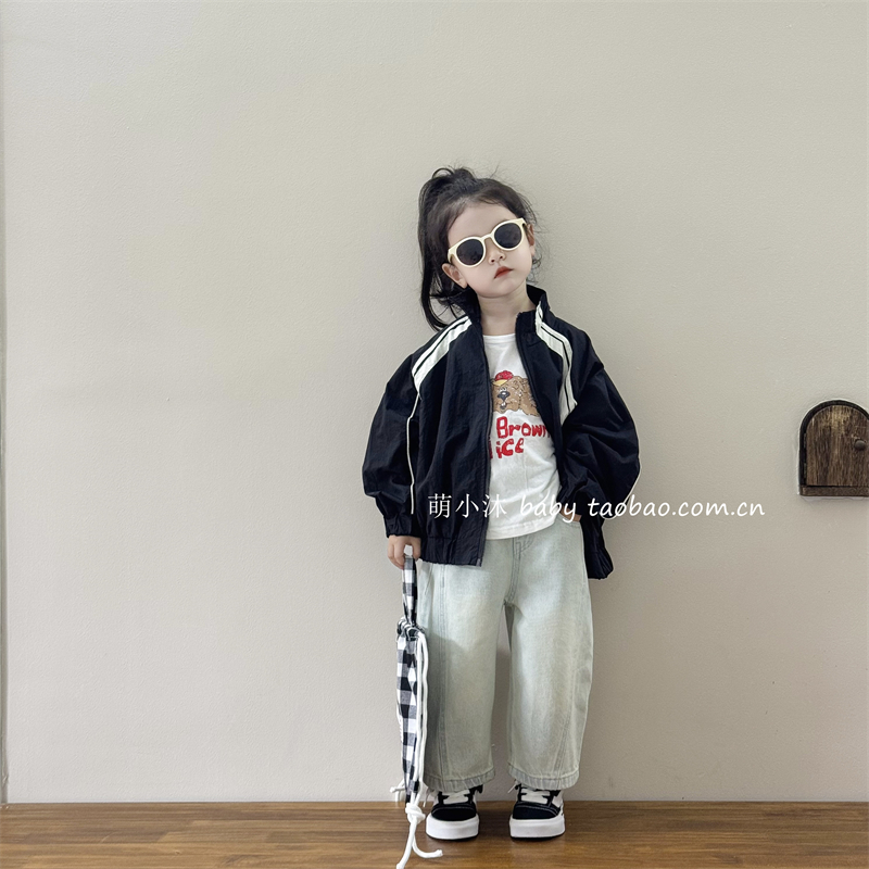 男女童秋季时尚拼色宽松夹克外套