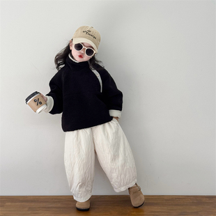 儿童洋气加厚外套2025新款韩版男女童冬季夹棉毛绒休闲中性风上衣