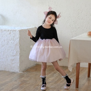 儿童洋气网纱连衣裙2026新款韩版女童春款芭蕾风蓬蓬长袖公主裙潮