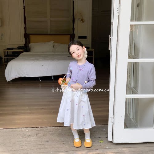 女童秋季立体蝴蝶结毛衣针织开衫