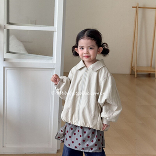 儿童洋气宽松皮衣2026新款韩版男女童中性风加绒冬季蝙蝠袖外套潮