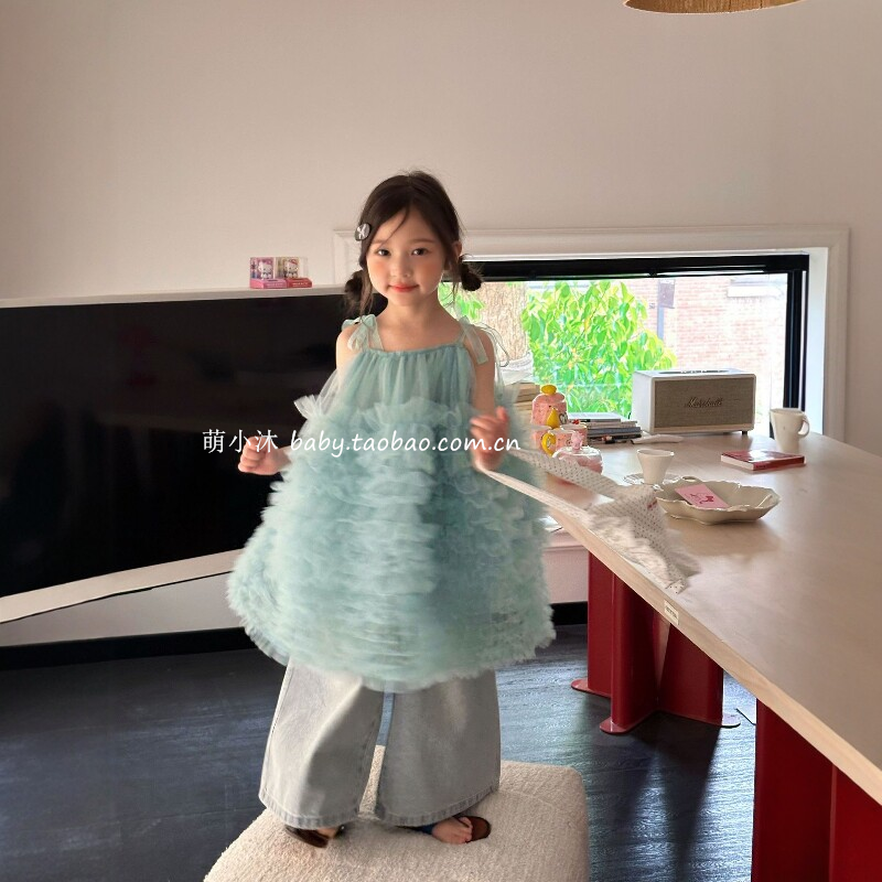 儿童洋气网纱连衣裙2026新款韩版女童夏款大裙摆吊带蓬蓬公主裙潮