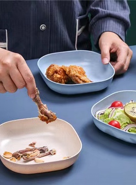 吐骨碟家用日式餐桌小麦秸秆吐骨头碟创意塑料菜碟水果零食小盘子