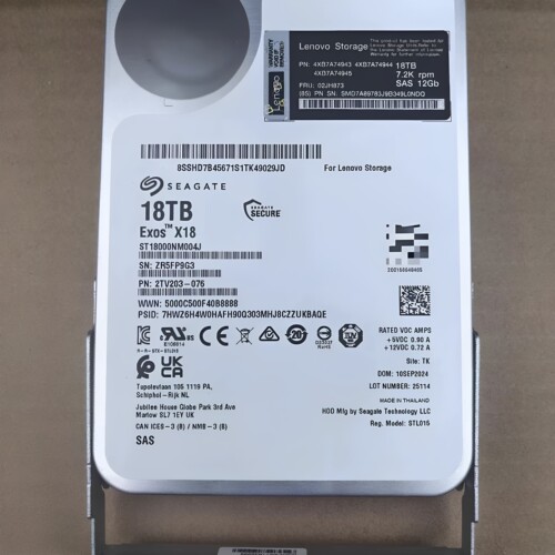 联想02JH873 4XB7A74943 44 45 18T SAS 12G 3.5 7.2K DE存储硬盘