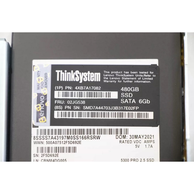 联想02JG538 4XB7A17082 480G SATA 6GB 2.5服务器固态硬盘PM883