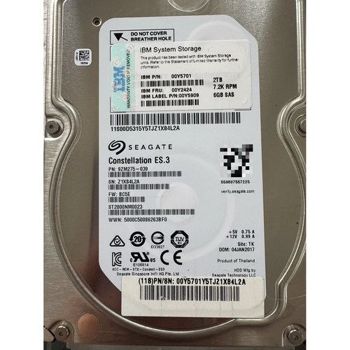 IBM 00Y2424 00Y5701 00Y5909 2T SAS 7.2K 6GB 3.5存储硬盘V3700