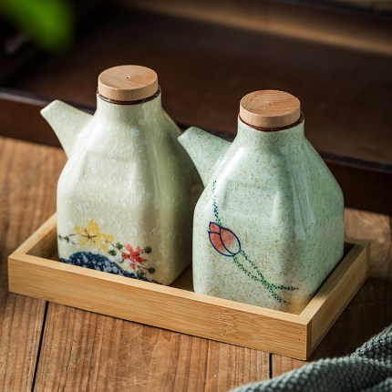 日式调味罐醋壶商用老式陶瓷油壶厨房家用不挂油酱油瓶调料瓶油罐