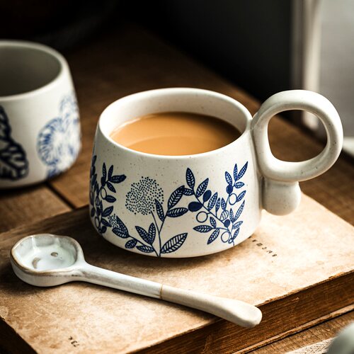 咖啡杯高级感轻奢高颜值粗陶杯子