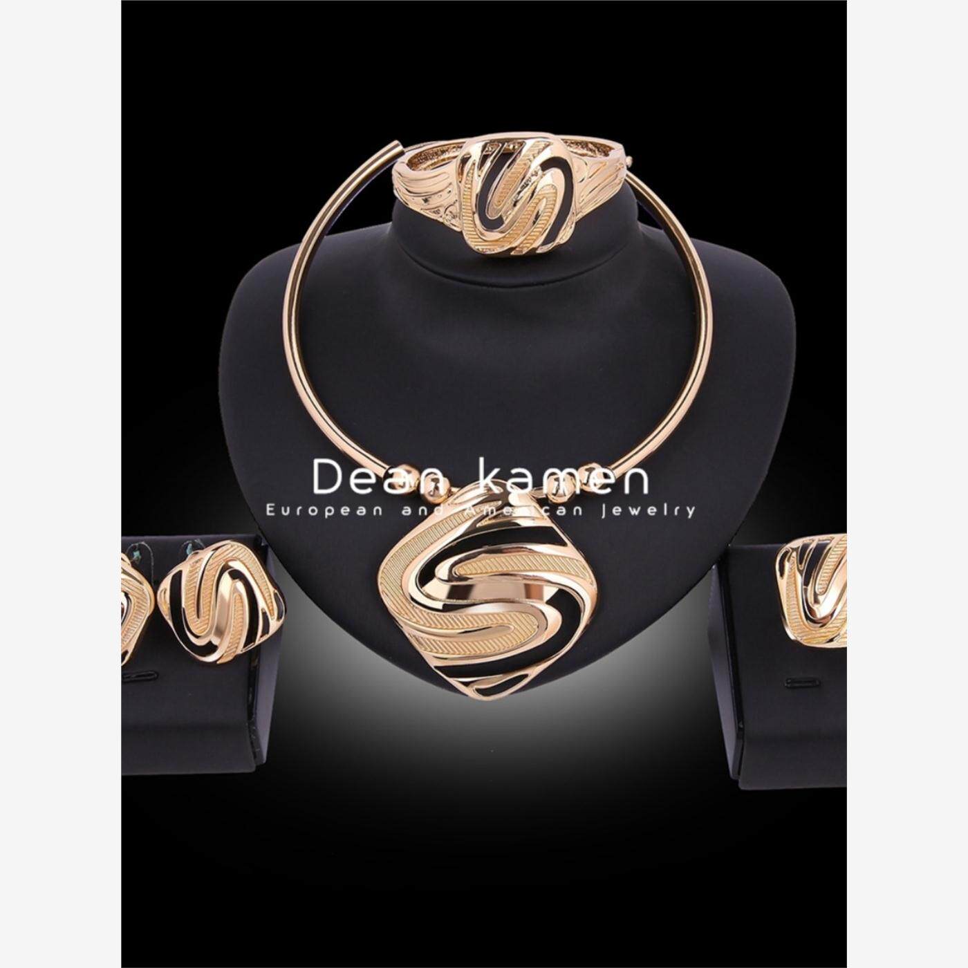 necklace bracelet earrings 4rings European party women四件套