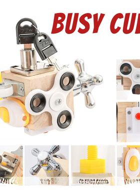 Kids Busy Cube Wooden Busy Block Montessori Educational Toys