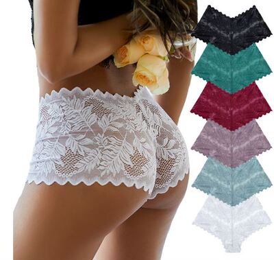 Lace underwear low waist boyshort head sexy 蕾丝低腰平角内裤