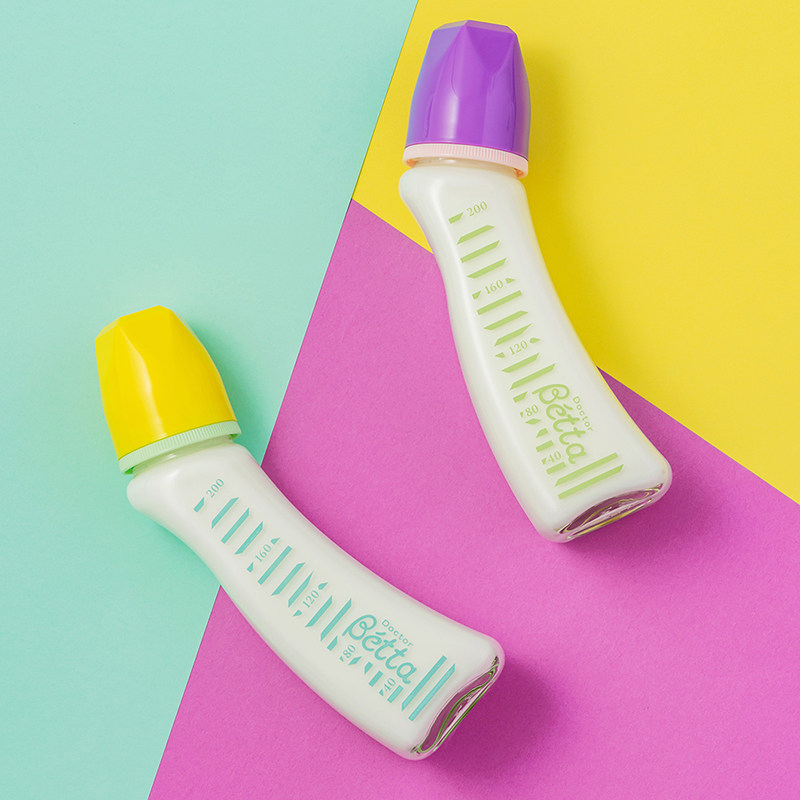 Betta玻璃奶瓶标准口径200ml弧形仿母乳新生婴儿奶瓶