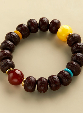 【一念净心】凤眼菩提串珠手链男女民族风文艺复古玛瑙蜜蜡手串