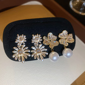 银针锆石滴油花朵吊坠耳钉轻奢感耳环森系精致温柔百搭耳饰女