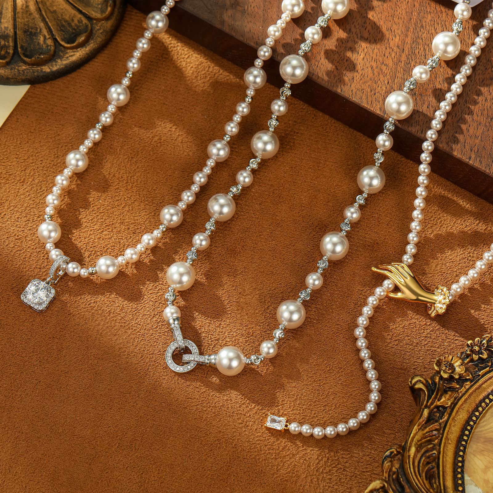 艾妮贝妮曼塔玫瑰紫珍珠项链女轻奢感爆款锁骨链串珠颈链百搭