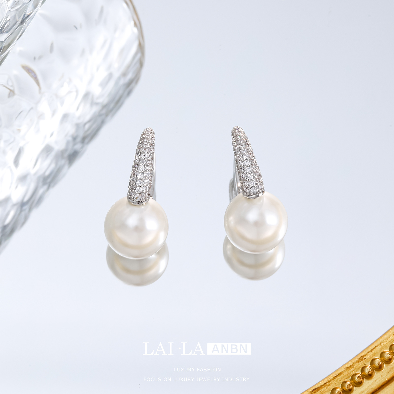 zegl轻奢感人造珍珠耳扣耳环女耳钉法式复古小香风气质耳饰品