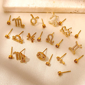 时尚 十二星座符号微镶锆石优雅感精致轻奢小众日常小巧耳饰