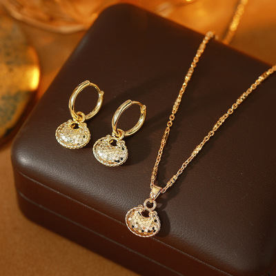 艾妮贝妮原创碎碎冰金锁锁骨链女气质百搭小众设计感复古轻奢耳环