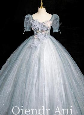 OiedrAni蓝色成人礼礼服艺考音乐生日毕业主持人钢琴公主裙晚礼服