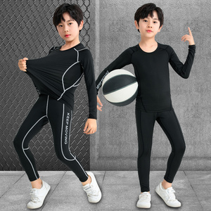 冬季儿童篮球服男童打底内搭紧身衣蓝球运动衣服女童足球比赛球衣