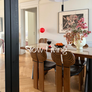 Slow 中古餐椅VINTAGE非洲椅复古风实木马鞍皮书桌椅客厅 Living