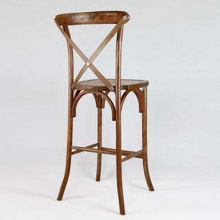欧式酒吧户外宴会实木制高脚叉背椅子叉号后背交叉吧椅吧台凳子