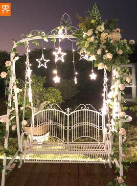 百界铁艺双人秋千儿童室外摇篮庭院阳吊椅户外草坪活动摄影道具