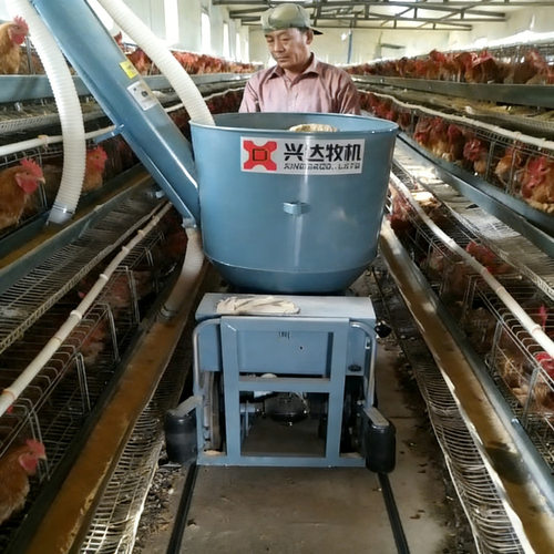 厂家直销养鸡自动喂料机 肉鸡电动喂料车 笼养蛋鸡加料神器