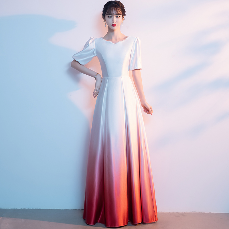 大合唱团演出服女长裙2023新款气质主持人指挥服显瘦红歌比赛服装