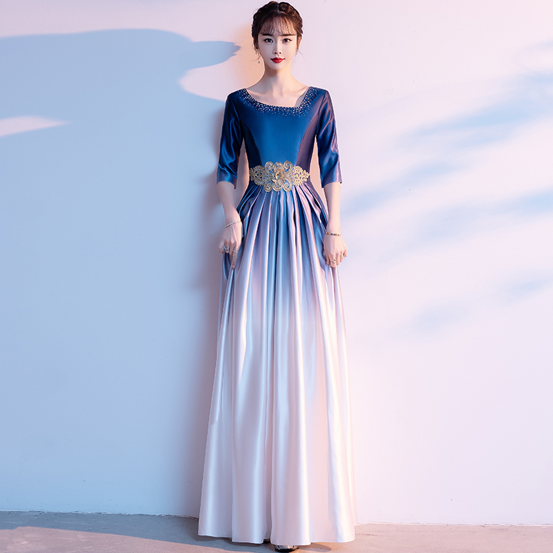 大合唱团演出服女长裙新款气质主持人指挥服显瘦学生红歌比赛服装