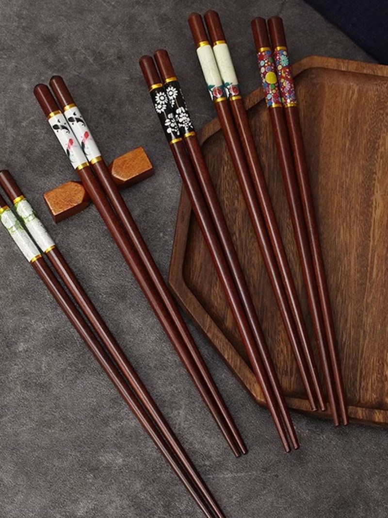 德国红檀木筷个人专用家用高档防滑复古中式10双分餐防霉木制筷子