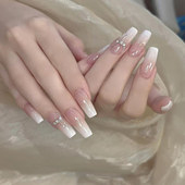 涛公子穿戴甲纯手工爆款 冰透高级感精致纯欲风简约美甲贴片可拆卸