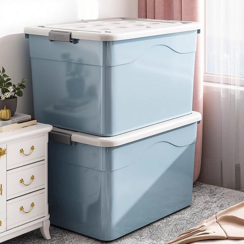 德国加厚整理箱特大号收纳箱收纳家用衣服玩具塑料大号箱子带滑轮