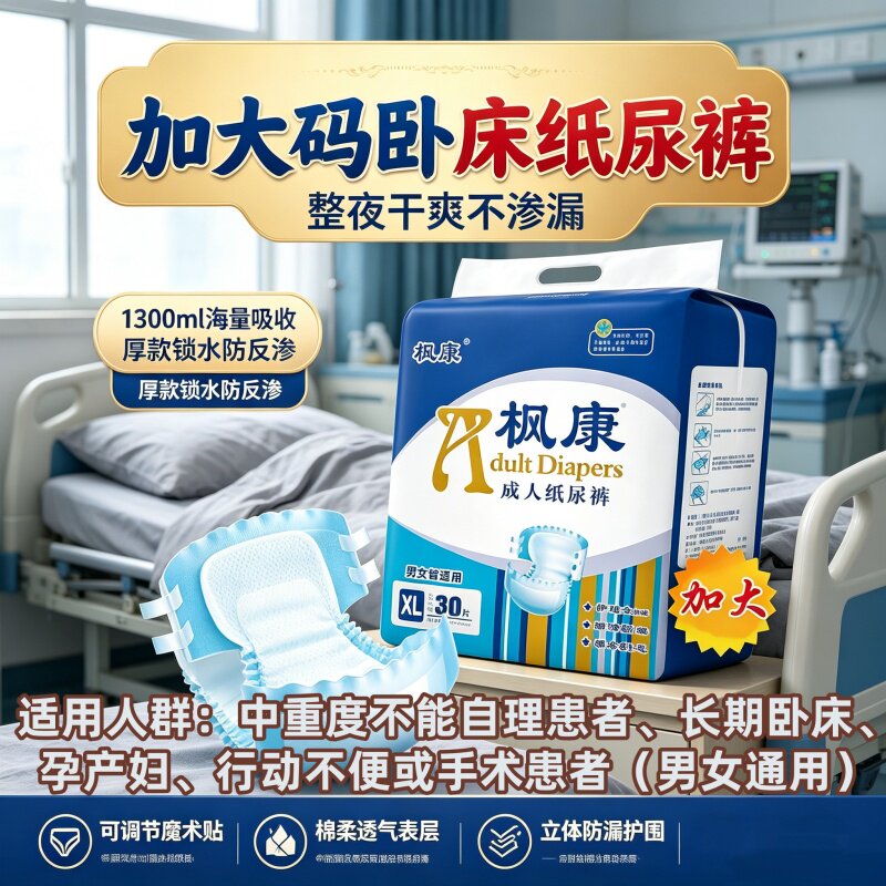 枫康加厚防漏成人纸尿裤XL码老人内裤式干爽透气大吸量实惠批发用