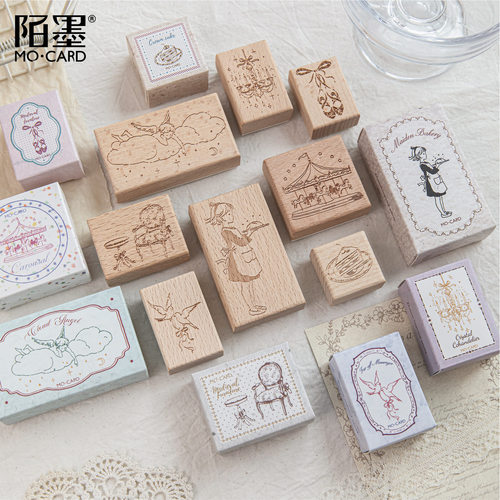 陌墨 榉木印章 梦幻印记系列 复古童话风格手帐基础百搭素材印画