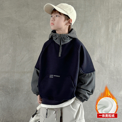 男童秋冬款卫衣加绒厚2025