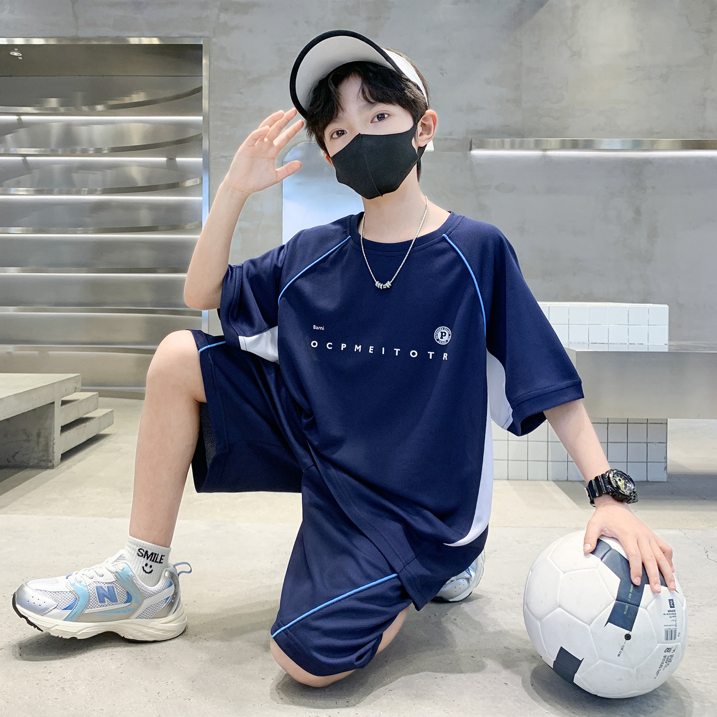 男童夏装冰丝套装2026新款男孩夏季儿童运动训练服短袖速干球衣潮